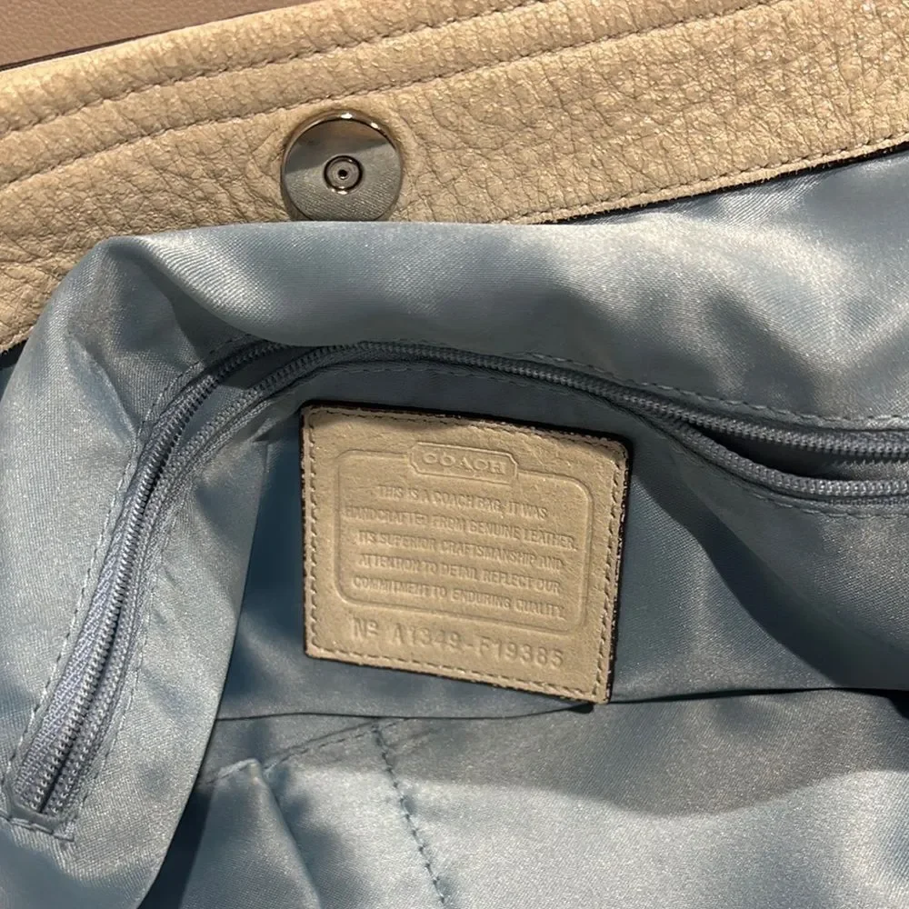 Coach Kristin Shimmery Ivory Leather East West Satchel Hobo Bag - Picture 4 of 6